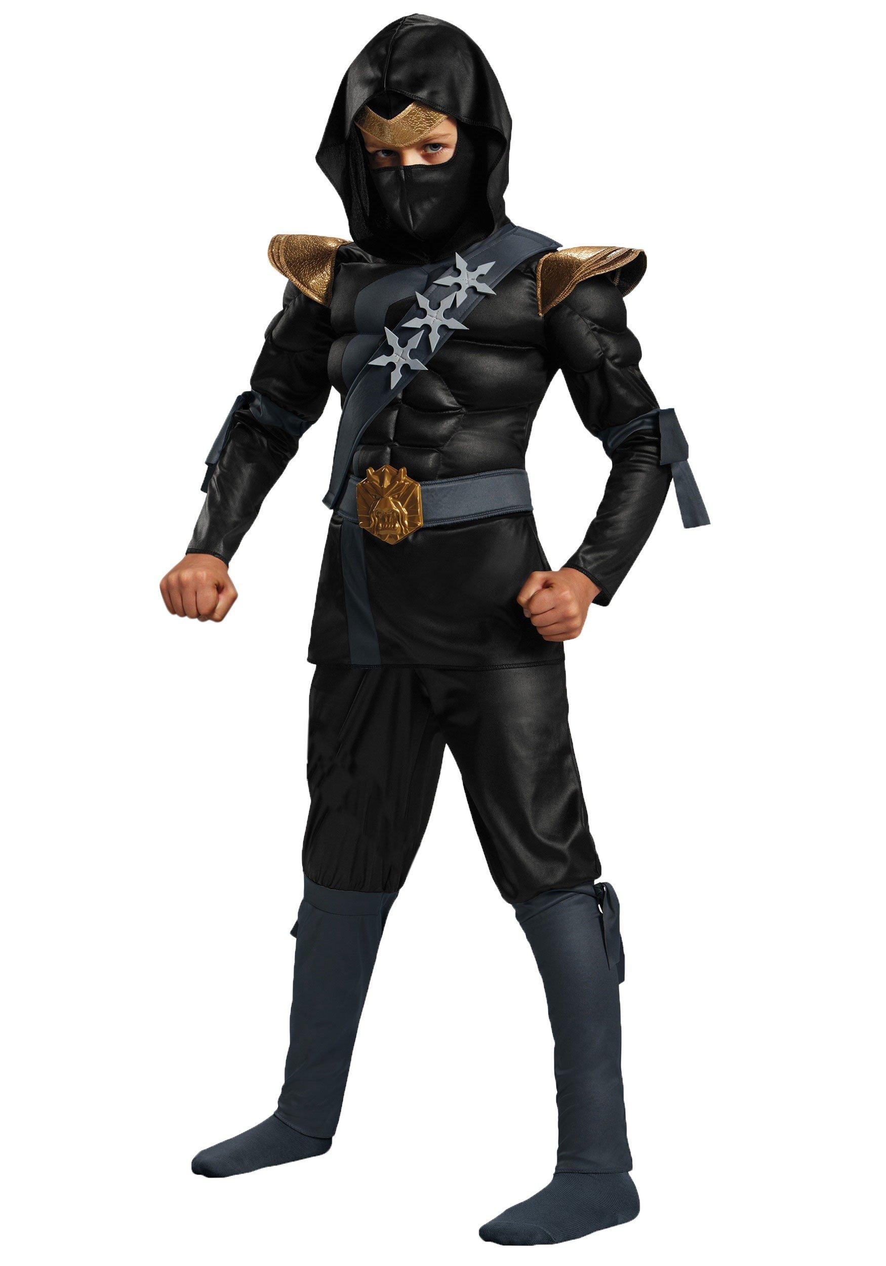 Disguise 80473L Black Ninja Classic Muscle Costume, Small (4-6)