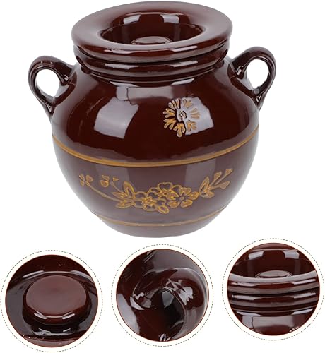 Miniatura 5 de Yardwe Tarro de encurtido de cerámica con capacidad de 4 libras, contenedor de aceite de manteca de cerdo de porcelana china, tarro de