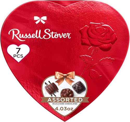 Russell Stover Valentine's Day Heart Shaped Box - 7 Pieces Per Box - Iconic Chocolate Evryone Loves - Perfect for Giving That Special Someone - Start a Sweet Tradition Russell Stover Valentine's Day Heart Shaped Box - 7 Pieces Per Box - Iconic Chocolate Evryone Loves - Perfect for Giving That Special Someone - Start a Sweet Tradition