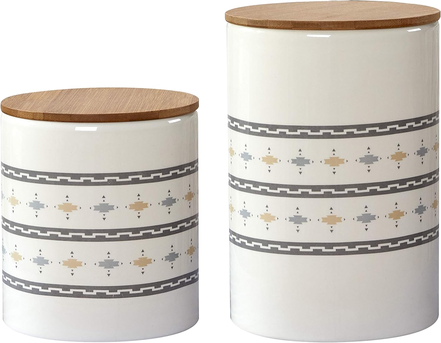 Paseo Road Ranch Life Ceramic Canister Sets for Kitchen Counter, Set of 3 Western Canisters for Countertop, Horse Cowboy Cow Longhorn Print Food Storage Jars with Lids