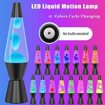AONESY LED Liquid Motion Lamps, Soothing Motion Lamp for Relaxation, 17 Colour Changing Light White Liquid & White Wax, La Lamp for Kids Adults, Mood Lighting Retro Home Decor-14.5