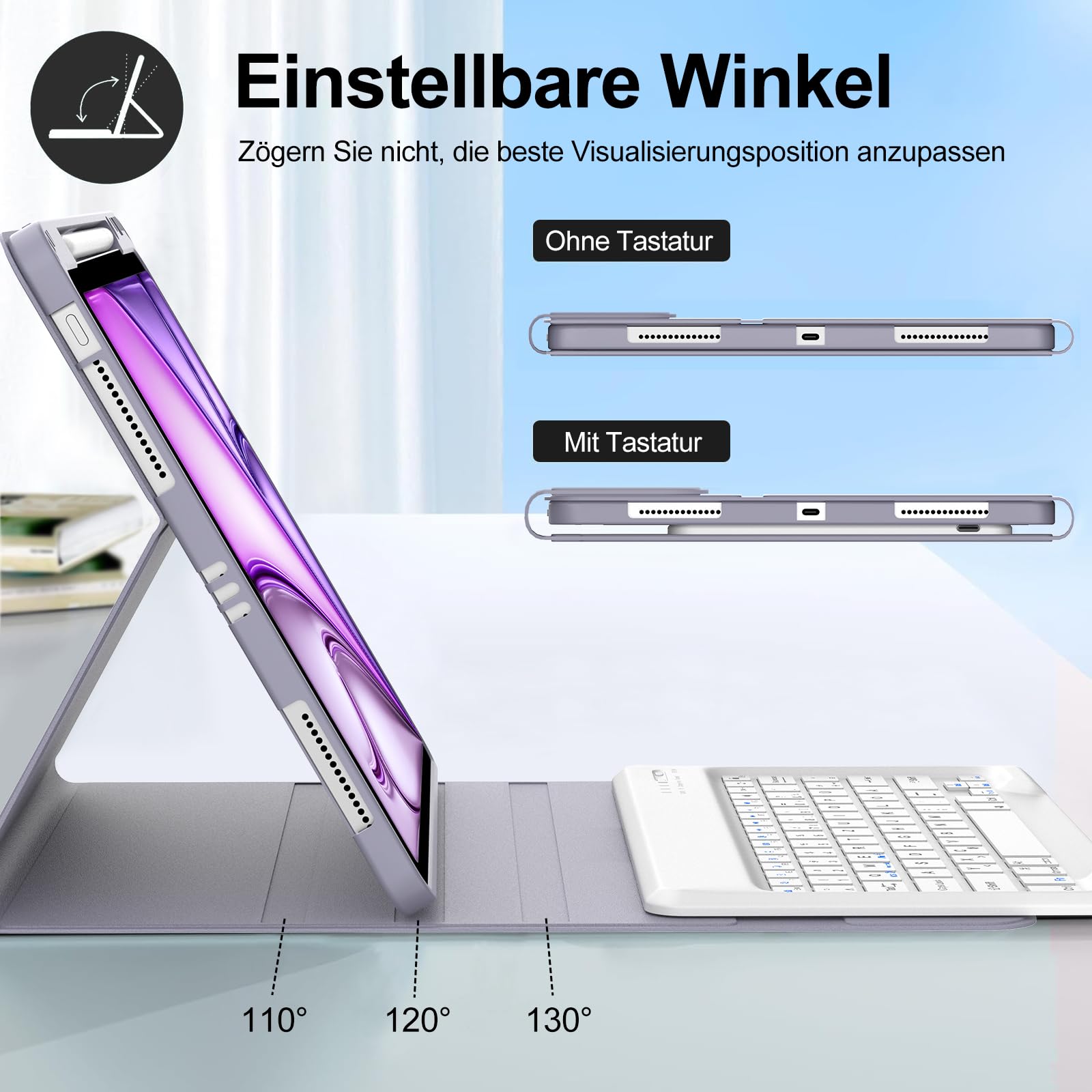 WAVATA Clavier Pour IPad Air 11" 2024/2025 (M2/M3)/ Air 5ème/4ème 10.9", Coque Clavier Pour IPad Pro 11" 4/3/2/1 Gen, Clavier Français AZERTY Magnétique Détachable Bluetooth, Noir