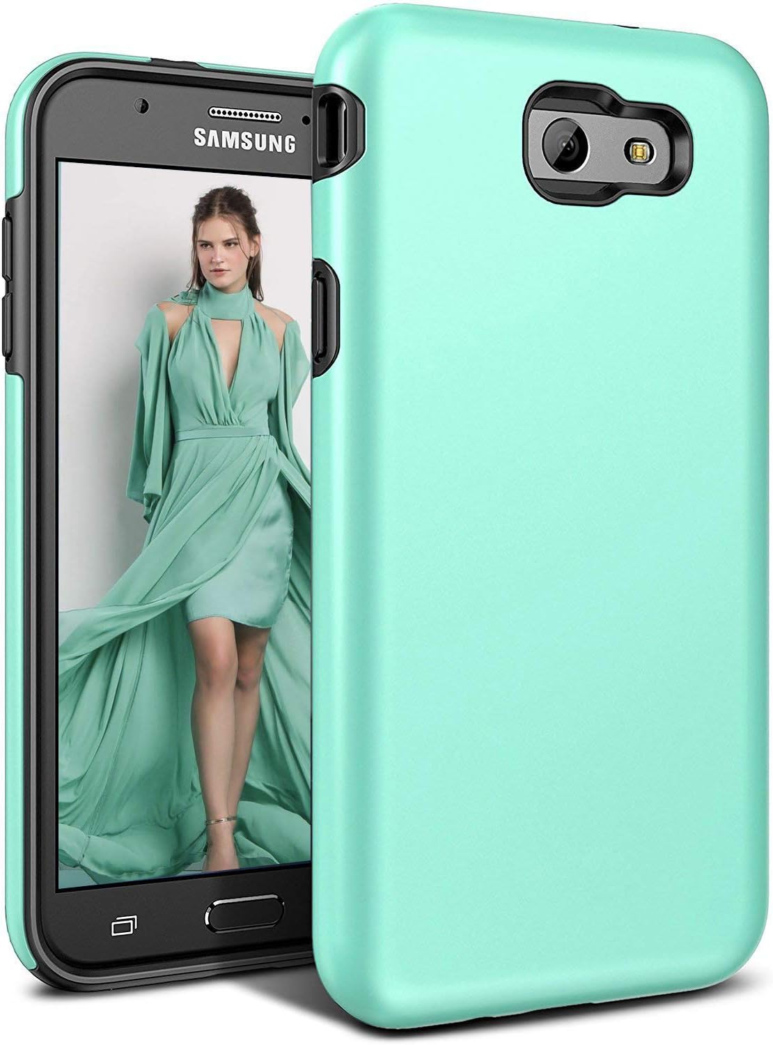 Galaxy J7 V Case, J7 Perx Case,J7V Case,J7 Sky Pro Case,Galaxy Halo Case, All Around Protection Hybrid Dual Layer Armor Phone Case Cover for Samsung Galaxy J7 2017, Sky Blue