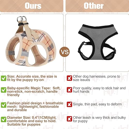 Miniatura 5 de BEAUTYZOO Juego de arnés y correa para perro pequeño, sin estrangulamiento, sin tirones, de malla suave reflectante para cachorros y gatos