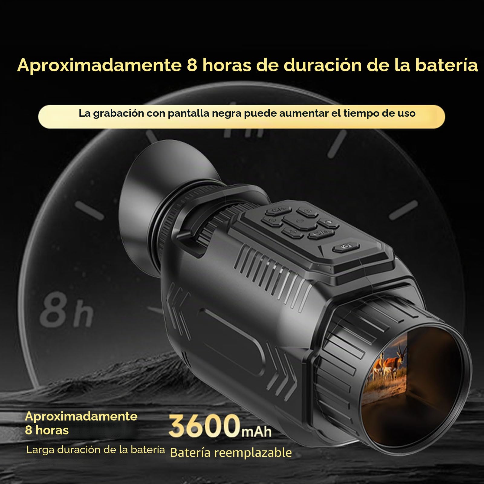 Denash Gafas de Visión Nocturna, Telescopio Monocular Infrarrojo Digital 4K, Binoculares de Visión Nocturna Recargables con Zoom de 28x para Acampar el Senderismo