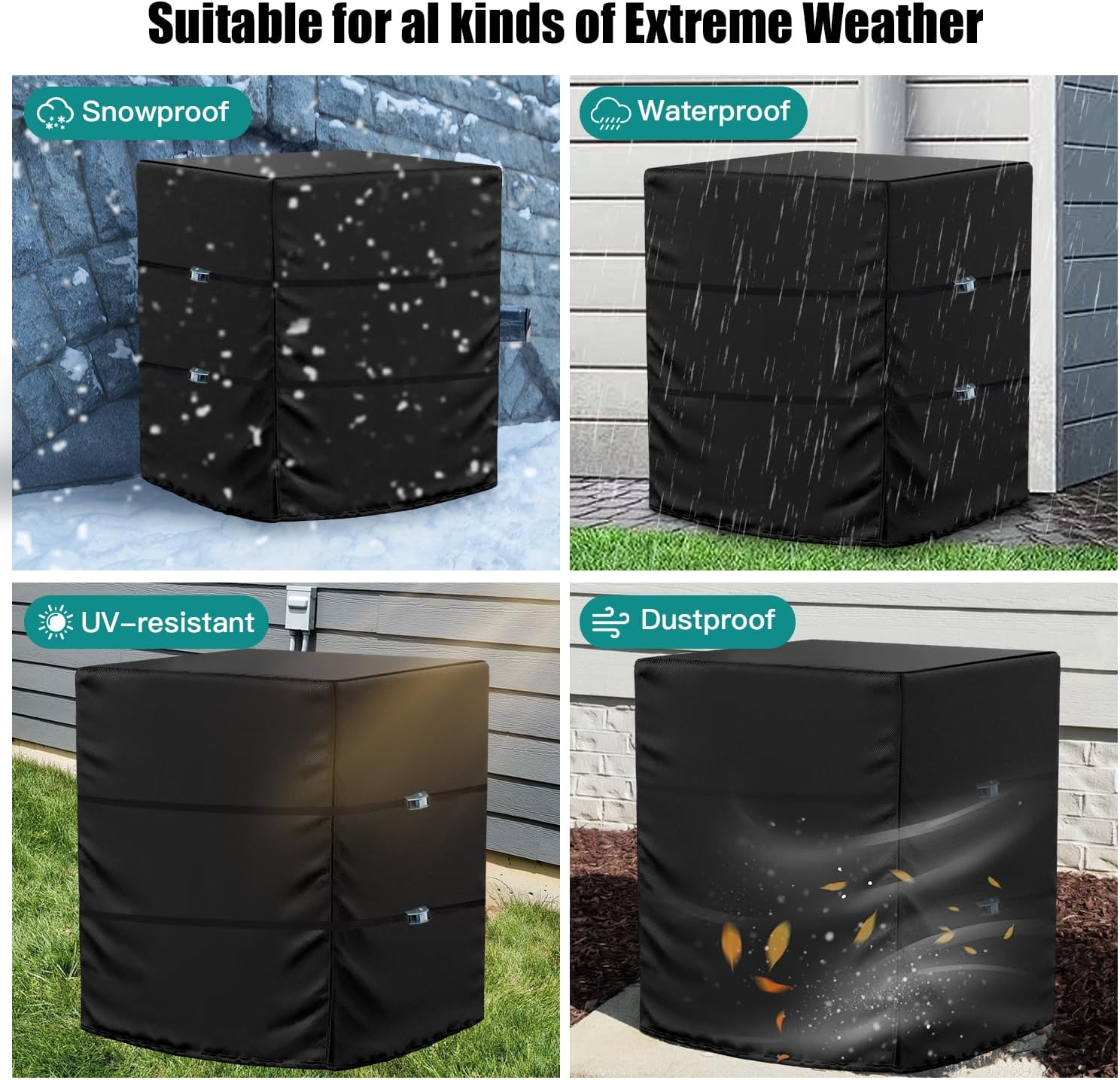 Central Large Air Conditioner Cover for Outside Units, Waterproof Dustproof& Windproof Outdoor Heavy Duty AC Units Cover (Black, 36"X36"X39")