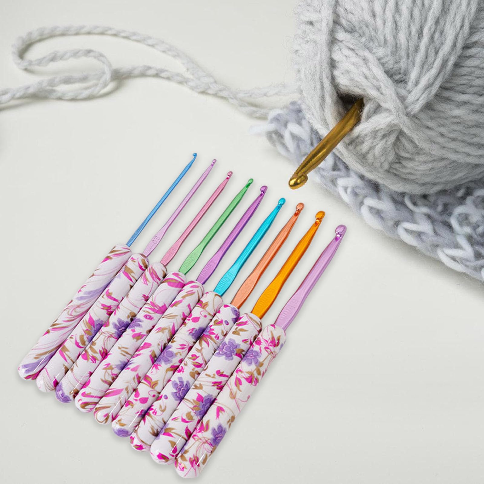 HEEZOU Crochets Ergonomiques Pour Débutants Amateurs Expérimentés Aiguille À Crochet Ergonomique 2.5 À 6.5mm Pour Pull Écharpe Chapeau 9 Pièces