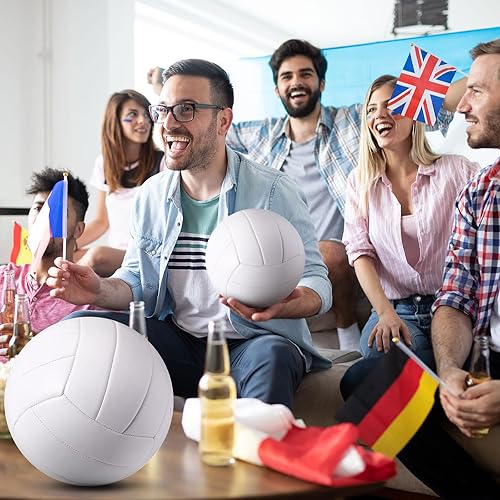 Miniatura 6 de Jexine Autograph - Pelota de voleibol blanca en blanco, tamaño oficial 5, pintura de bricolaje, pelota de voleibol lisa con bomba de aguja, para