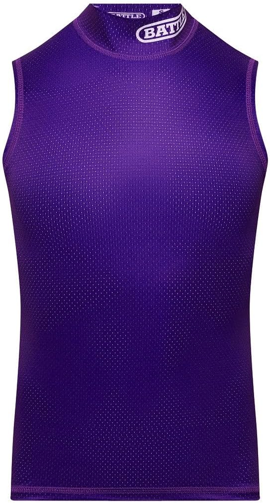 Battle Sports Mock Neck Sleeveless Compression Shirt, 4-Way Stretch Mesh, Moisture Wicking