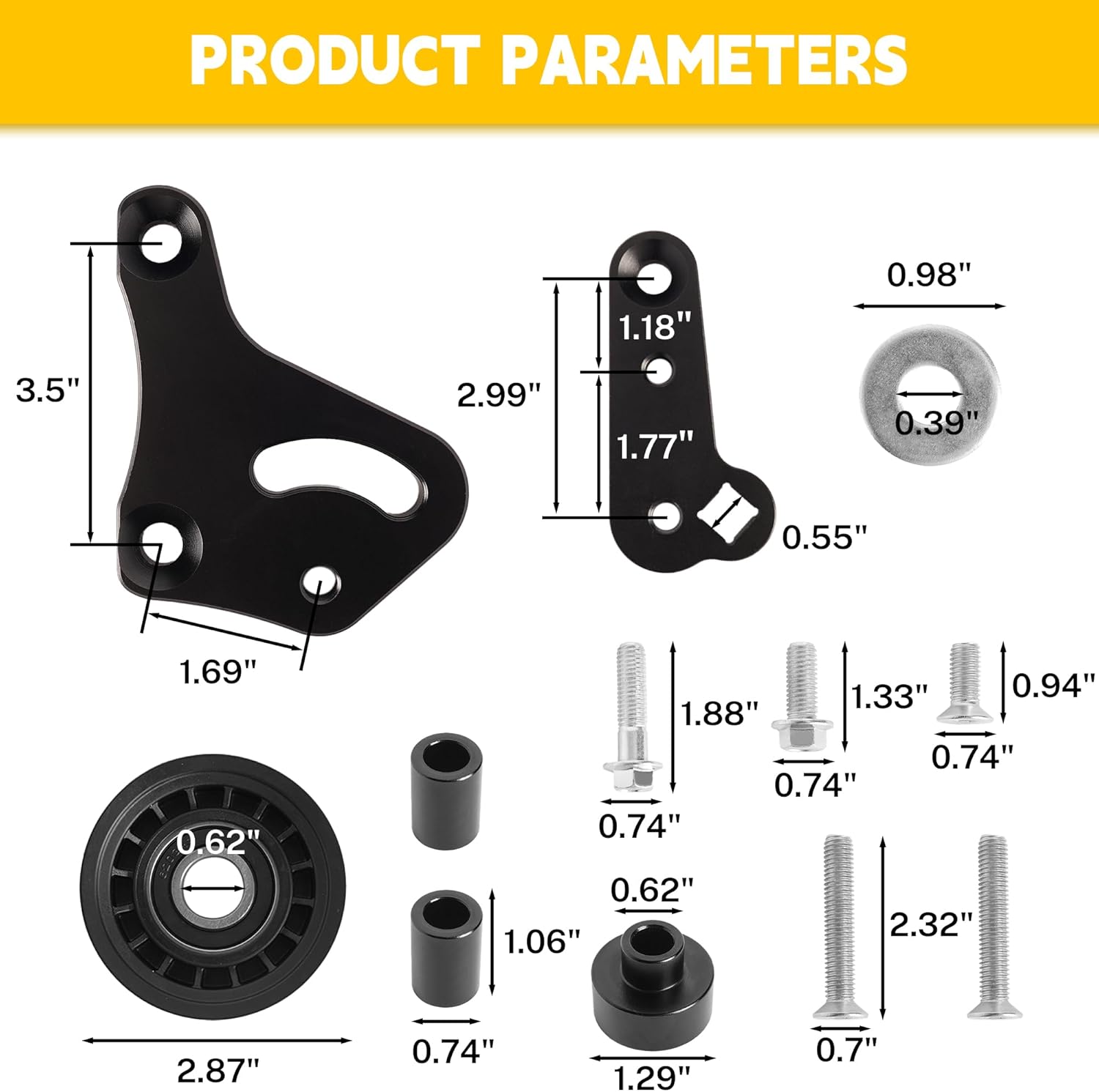 LS1 Manual Belt Tensioner with Pulley Aluminum - Fits 1998-2002 Camaro Z28/SS, Firebird Formula/Trans Am/WS6, LS/LS2 GTO - 551617X-2