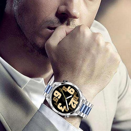 Vista 98 de Correas compatibles con Samsung Galaxy Watch de 1.81 pulgadas / Galaxy 3 de 1.772 pulgadas, correa de repuesto de metal de acero inoxidable para Azul