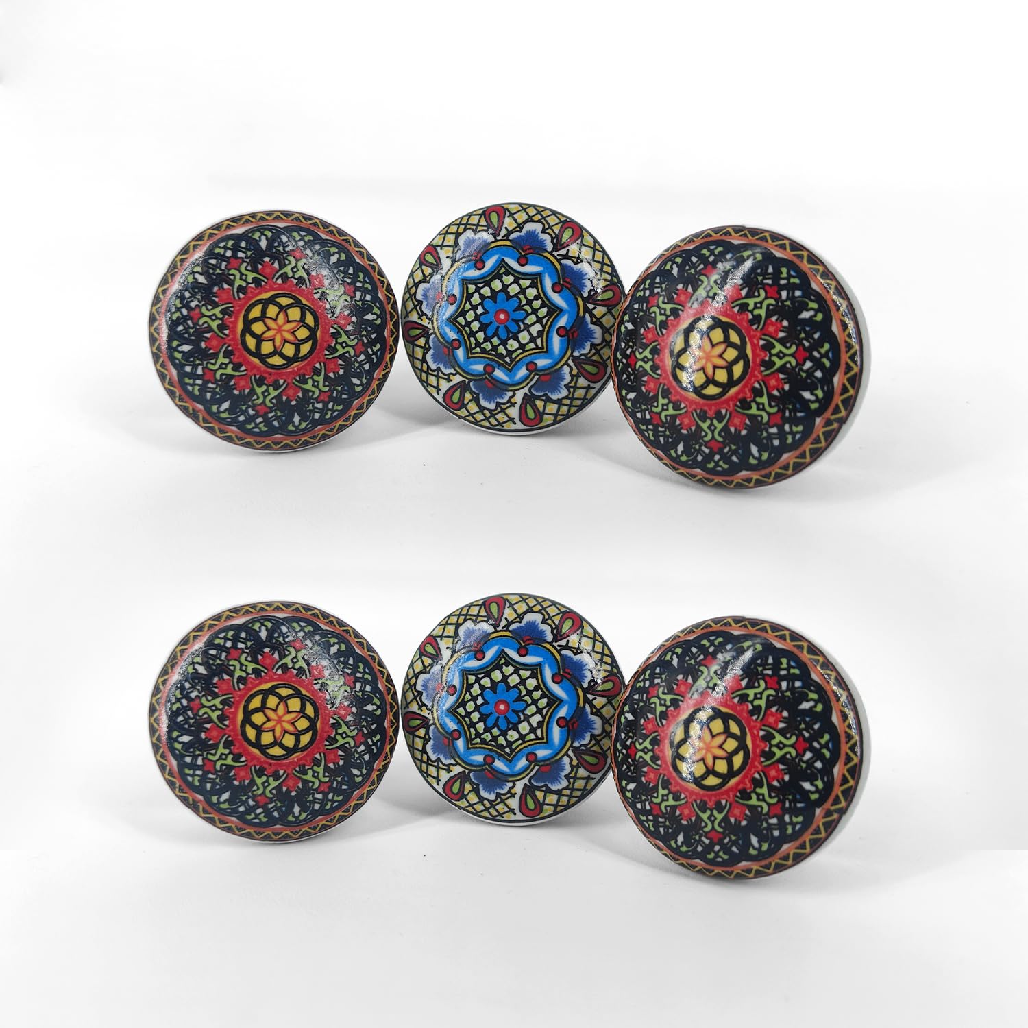 owlKraft Handmade Black and Blue Abstract Ceramic Stone Cabinet Knobs,Vintage Decorative Drawer Pulls for Trendy Cabinets,Modern Dressers & Cupboards,