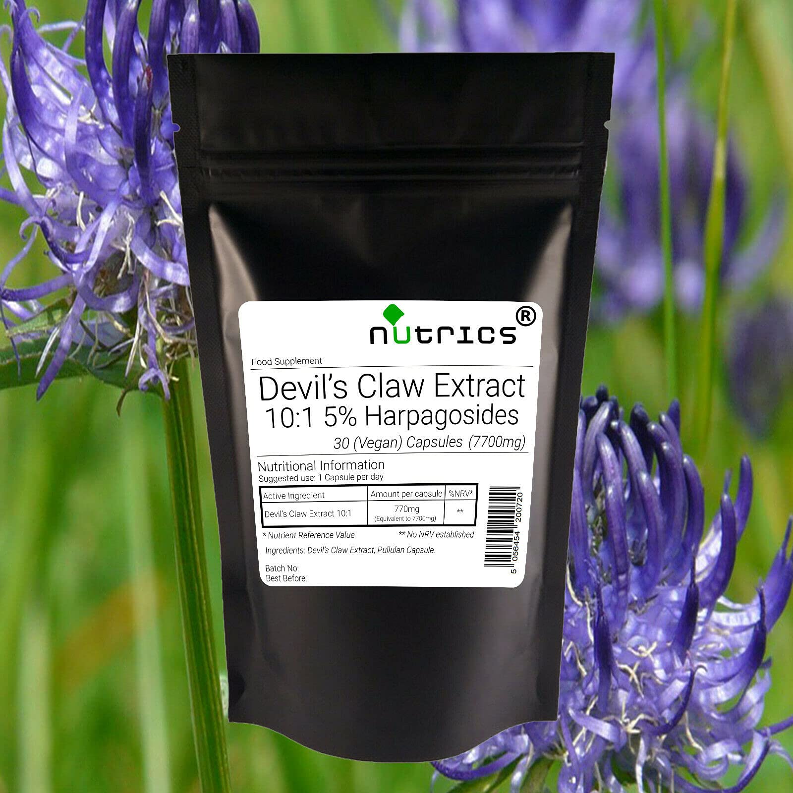 Nutrics® 7700mg Devils Claw 10:1 Extract 5% Harpagosides 30 Capsules (1 Month Supply)