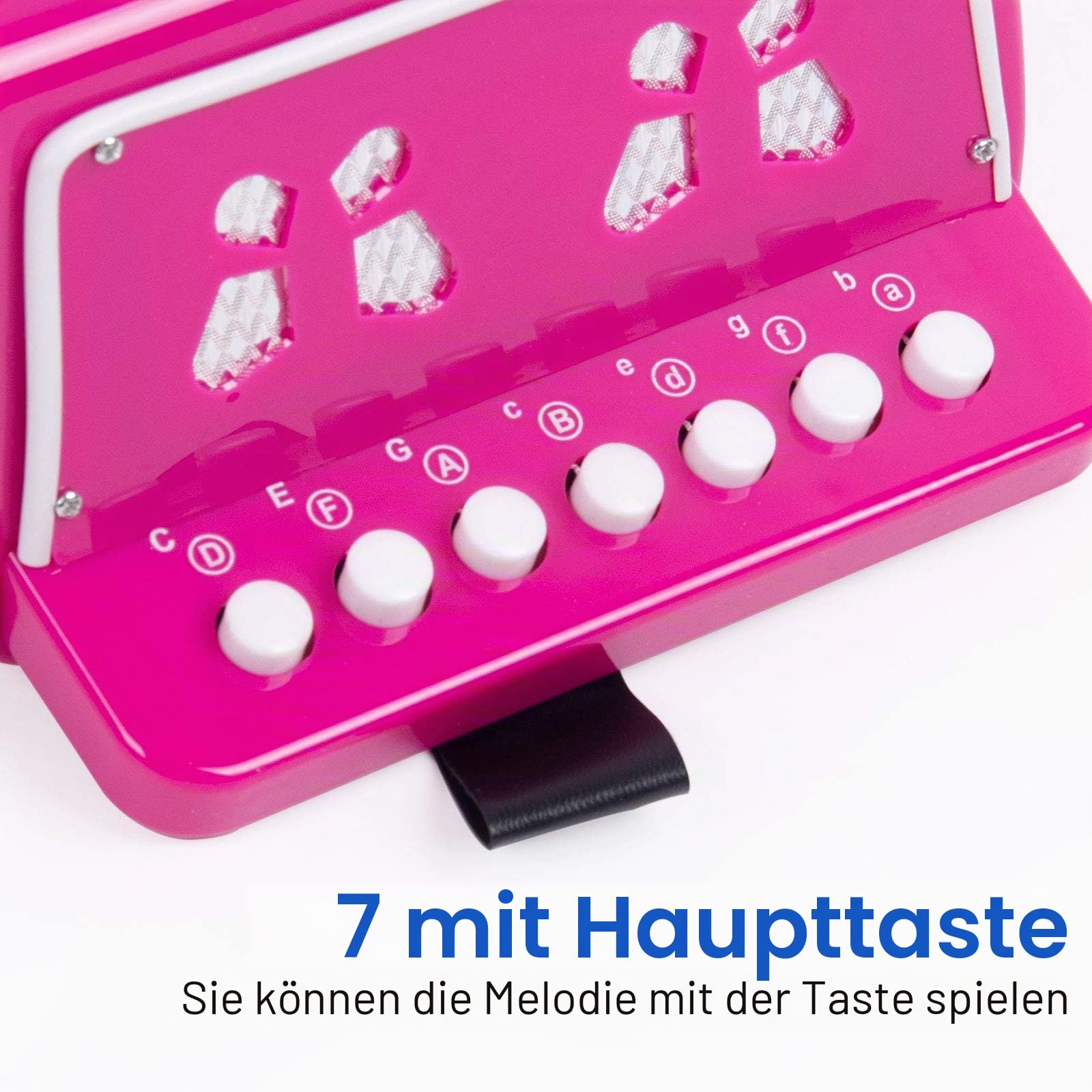 Akkordeon,Horse Akkordeon 10 Tasten Musikinstrumente Leicht und Umweltfreundlich (Rosarot)