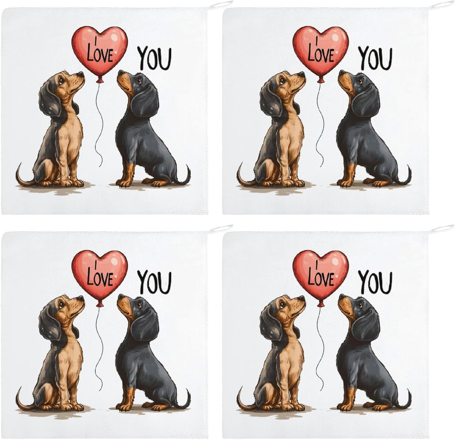 Dachshund Love Towel Hand Towels Decorative Towel for Bathroom Kitchen Shower Gym 4PCS