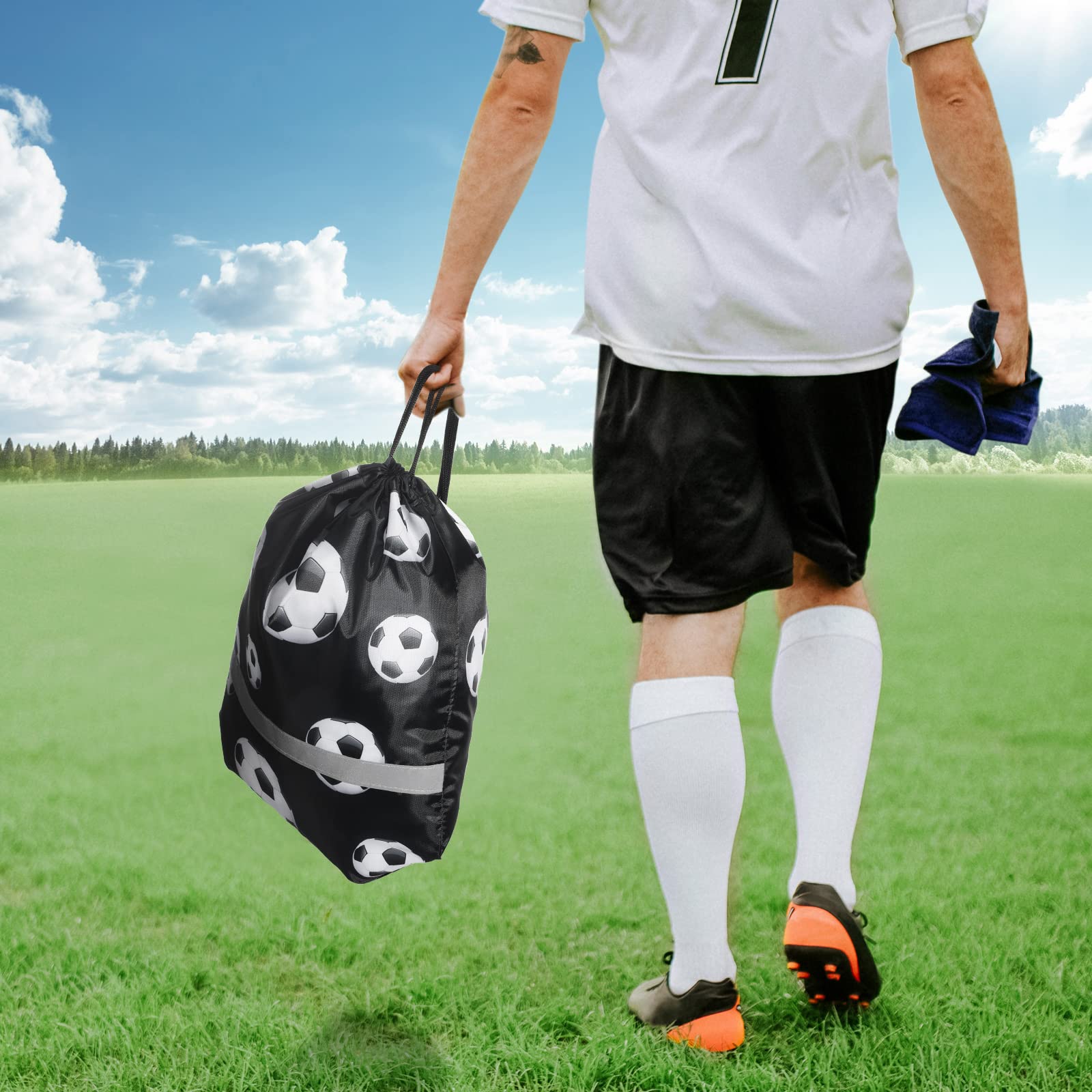 24 bolsas de fútbol con cordón trasero con rayas reflectantes para equipo de fútbol, deportes de equipo para yoga, baile, suministros de natación, Como se muestra 5
