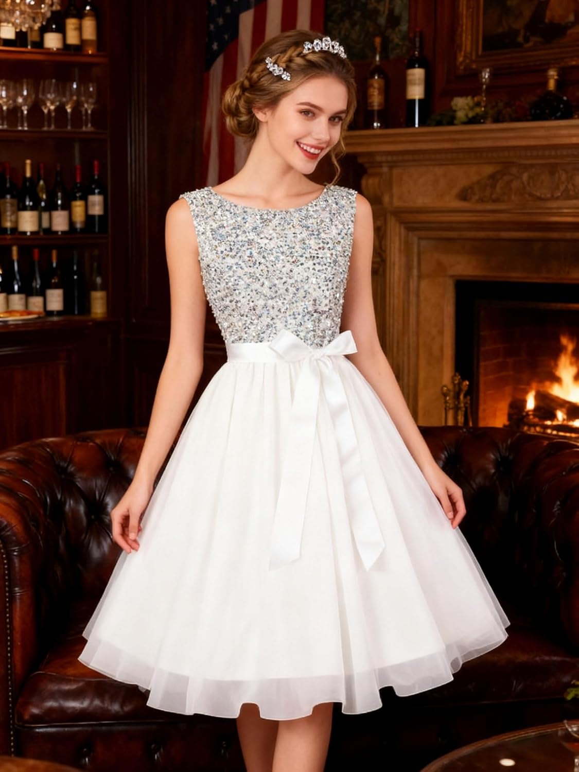 Hanpceirs Women's Boatneck Sleeveless Prom Wedding Guest Bridesmaid Dresses Cocktail Dress - Image 2