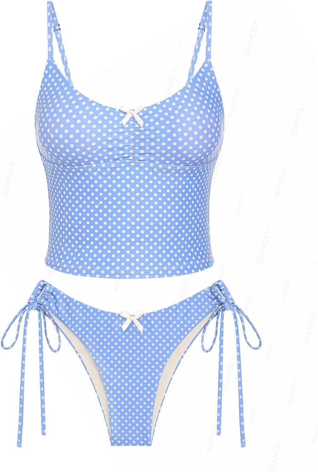 Gingham Tank Top & Cinched Tied Side Hipster Bottom Tankini Set