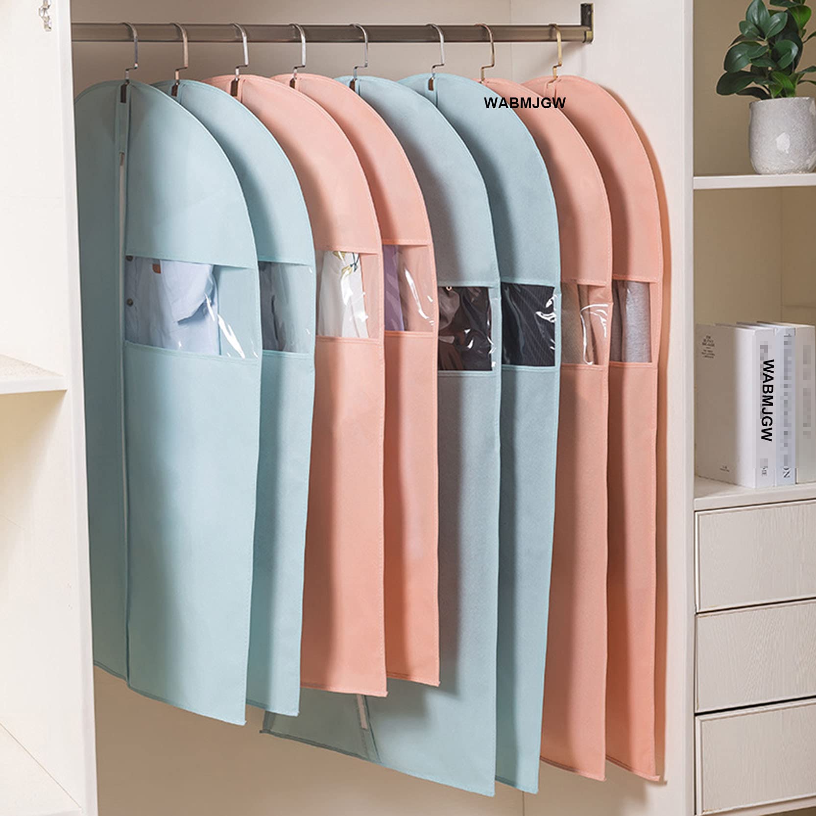 Bolsas para Ropa para Ropa, 6 Piezas Bolsa Protectora para Fundas de Ropa No Tejidas con Cremallera y Ventana Transparente, Bolsas para Fundas de Vestir a Prueba de Humedad para Traje, Abrigo, C