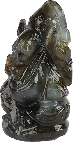 Miniatura 3 de gemhub Estatua de Ganesha de 172 quilates con piedra preciosa labradorita del Señor Ganesha