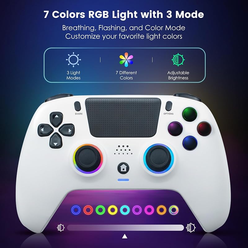 DoJoZone Wireless PS4 Kontroller Hall Triggerrel, RGB Világítás, Drift Mentes Joystick
