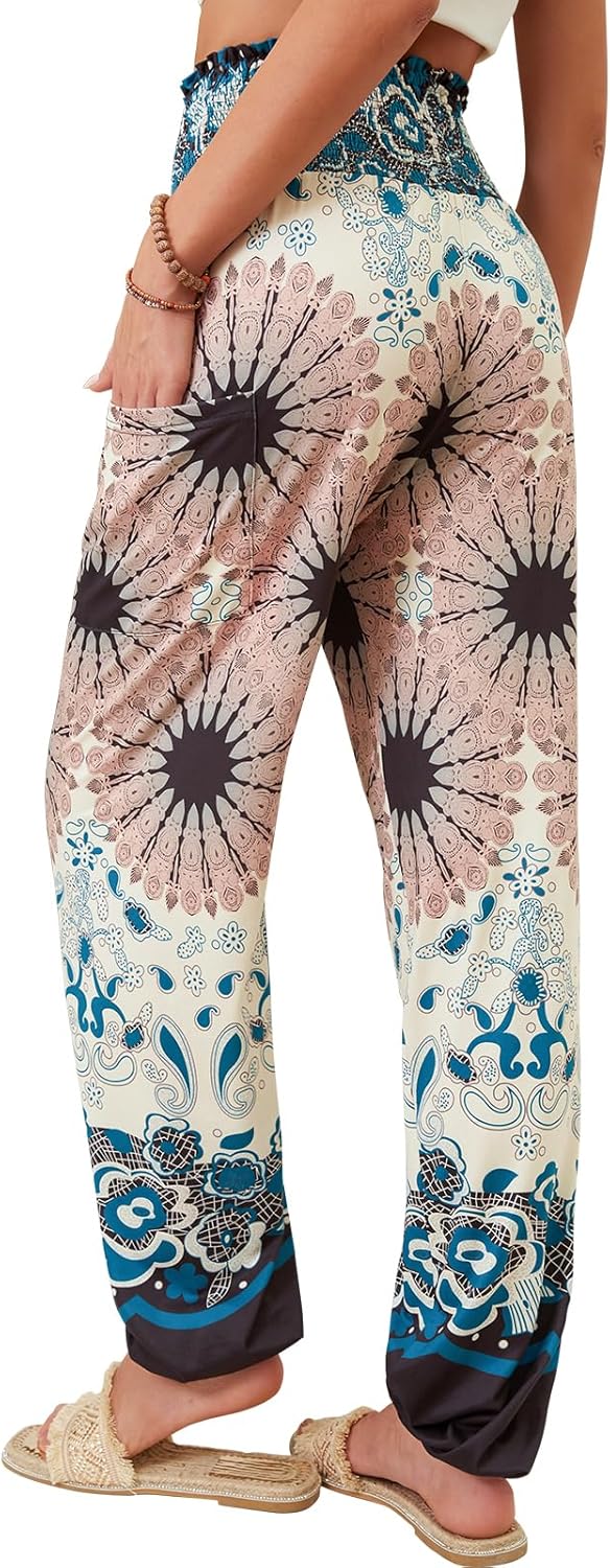 QIANXIZHAN Women's Harem Pants, High Waist Yoga Boho Trousers with Pockets - Image 2
