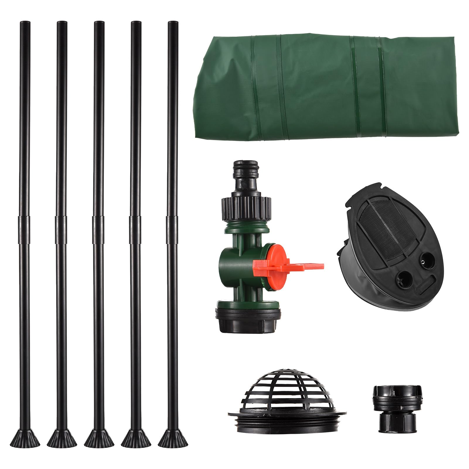 Lixada Barril de recolección de Agua de Lluvia portátil con Filtro de bajante y válvula de desbordamiento - Kit de Barril de Lluvia de 100 l con Lona de PVC 500D