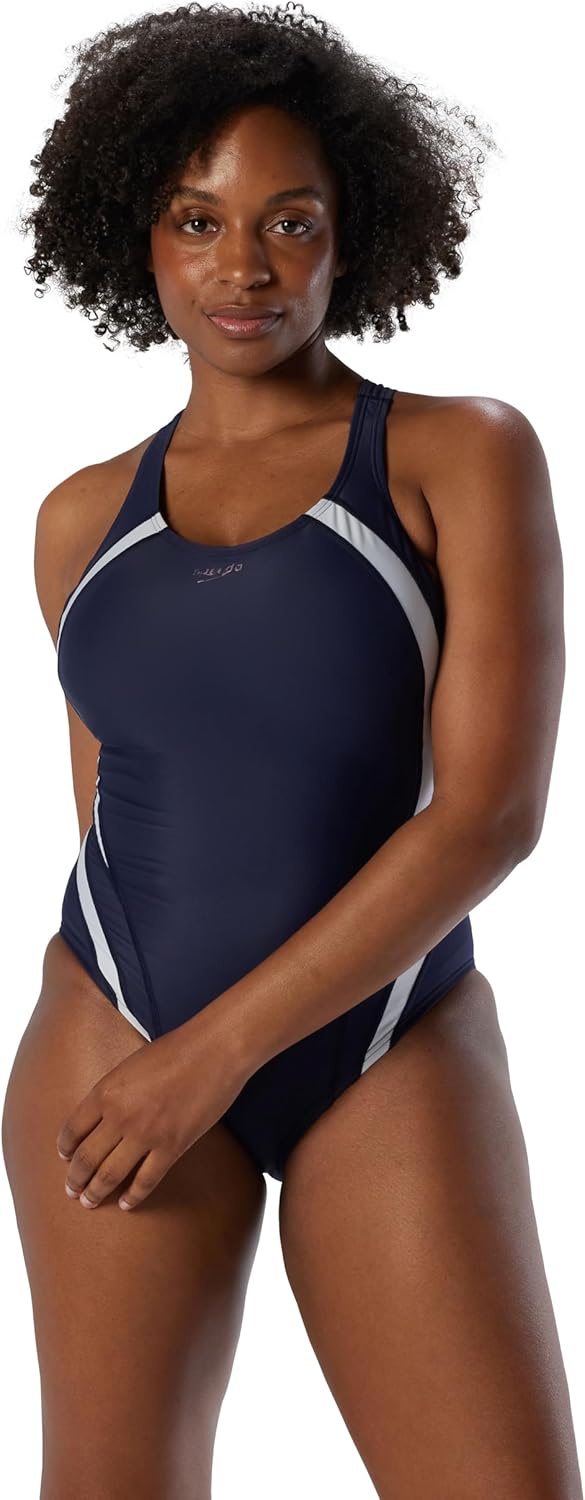 Speedo Women's Swimsuit One Piece Creora Highclo Quantum Splice High Cut Solid