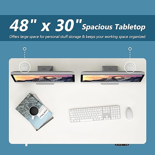 Miniatura 9 de Tangkula Escritorio eléctrico de pie de doble motor, 48 x 30 pulgadas de altura ajustable, estación de trabajo para computadora con controlador de