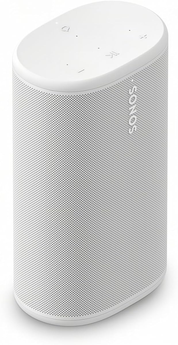 Play Altavoz Bluetooth portátil - Blanco | Batería de 24 horas con base de carga incluida | Emparejamiento estéreo y WiFi multihabitación | AirPlay 2 | IP67 resistente al agua | Asa de transporte