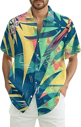 HAPPY BAY Mens Hawaiian Shirts Short Sleeve Button Down Shirt Men's Christmas Shirts Vacation Beach Party Shirts For Men Funny - View #5