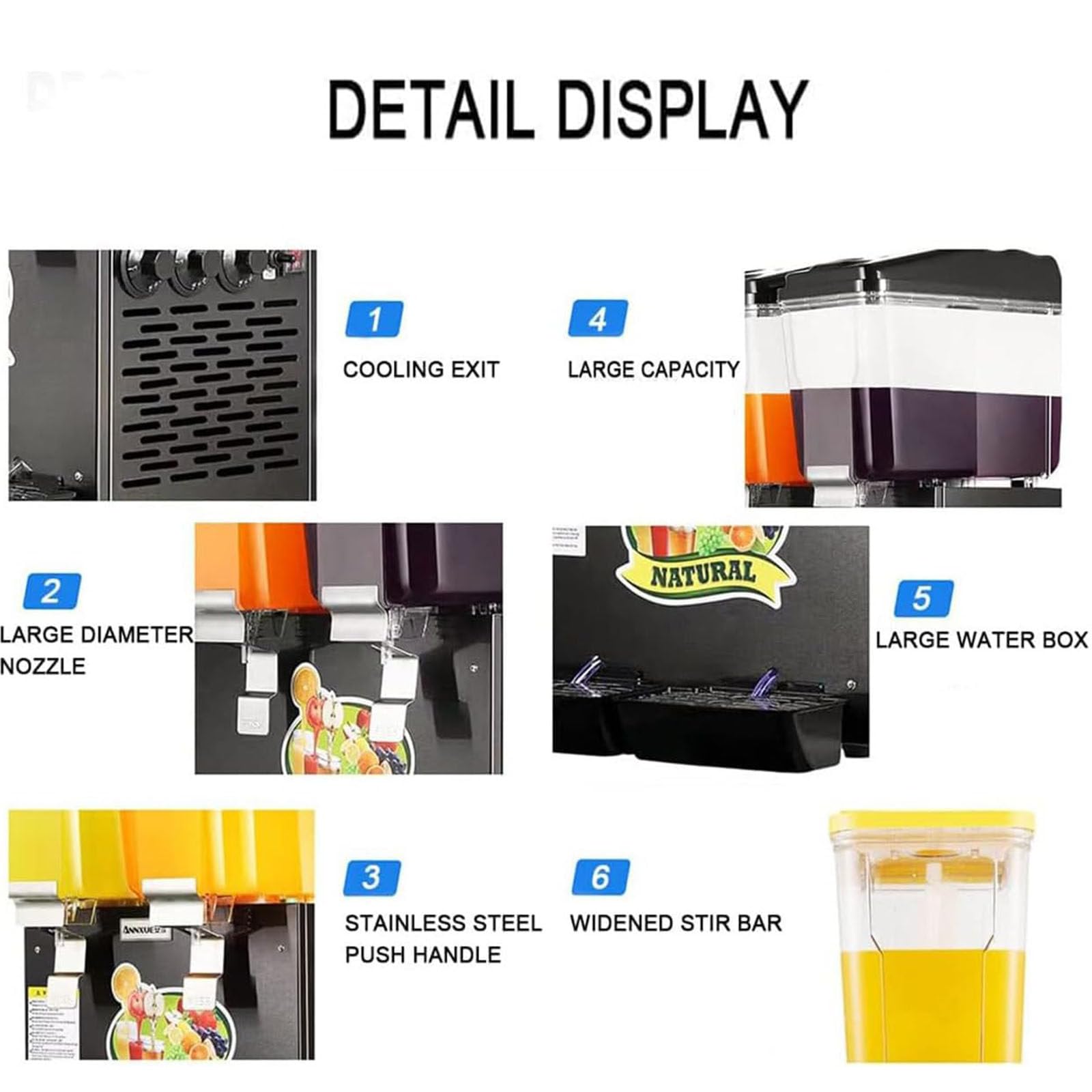 Dispensador Bebidas Frías Dispensador Comercial Bebidas Zumo Frío, Dispensador Zumo Dispensador Acero Inoxidable Desayuno Buffet Bares Hoteles,48L