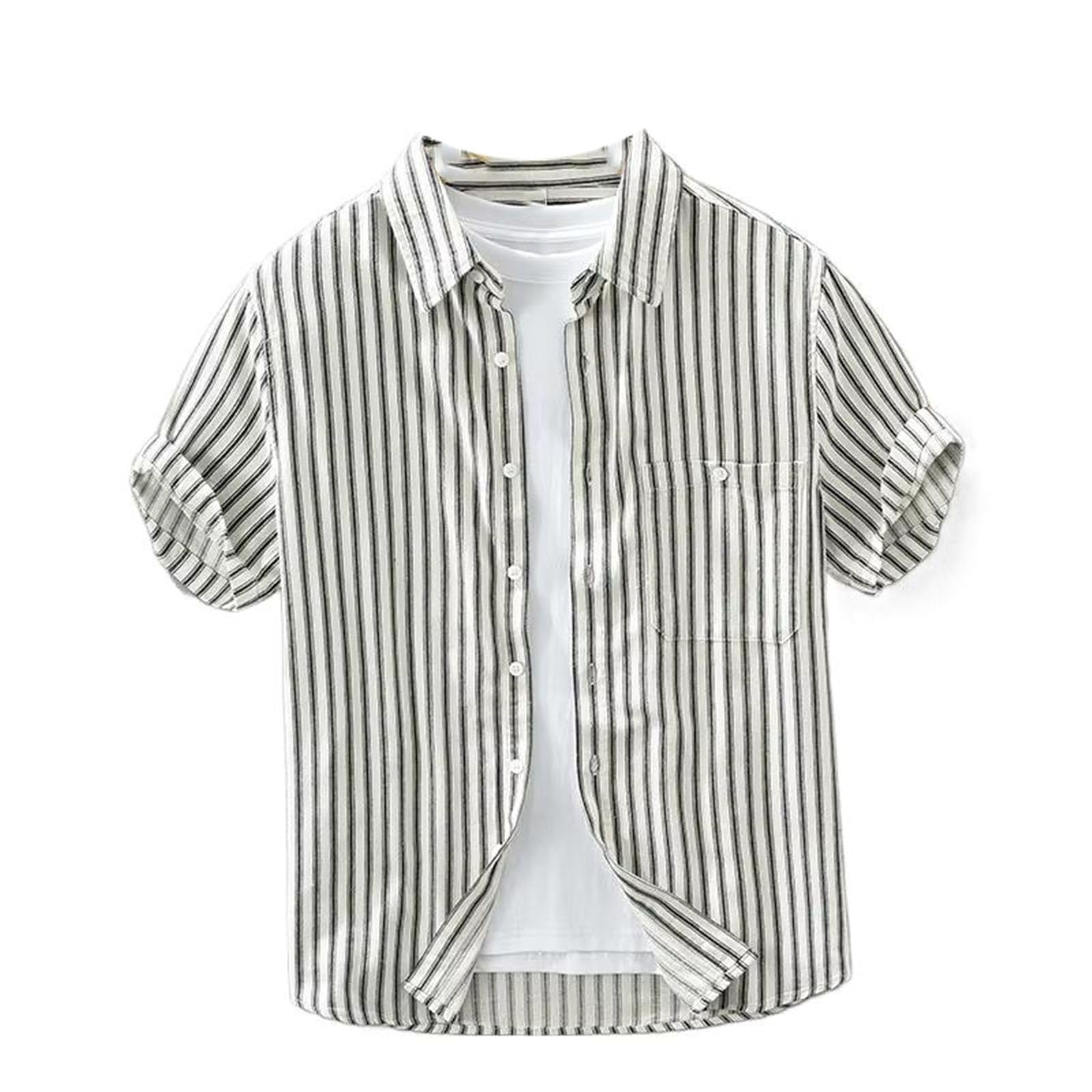 Camicetta Casual Sottile da Uomo a Righe, Top Leggero Street Style per Primavera ed Estate