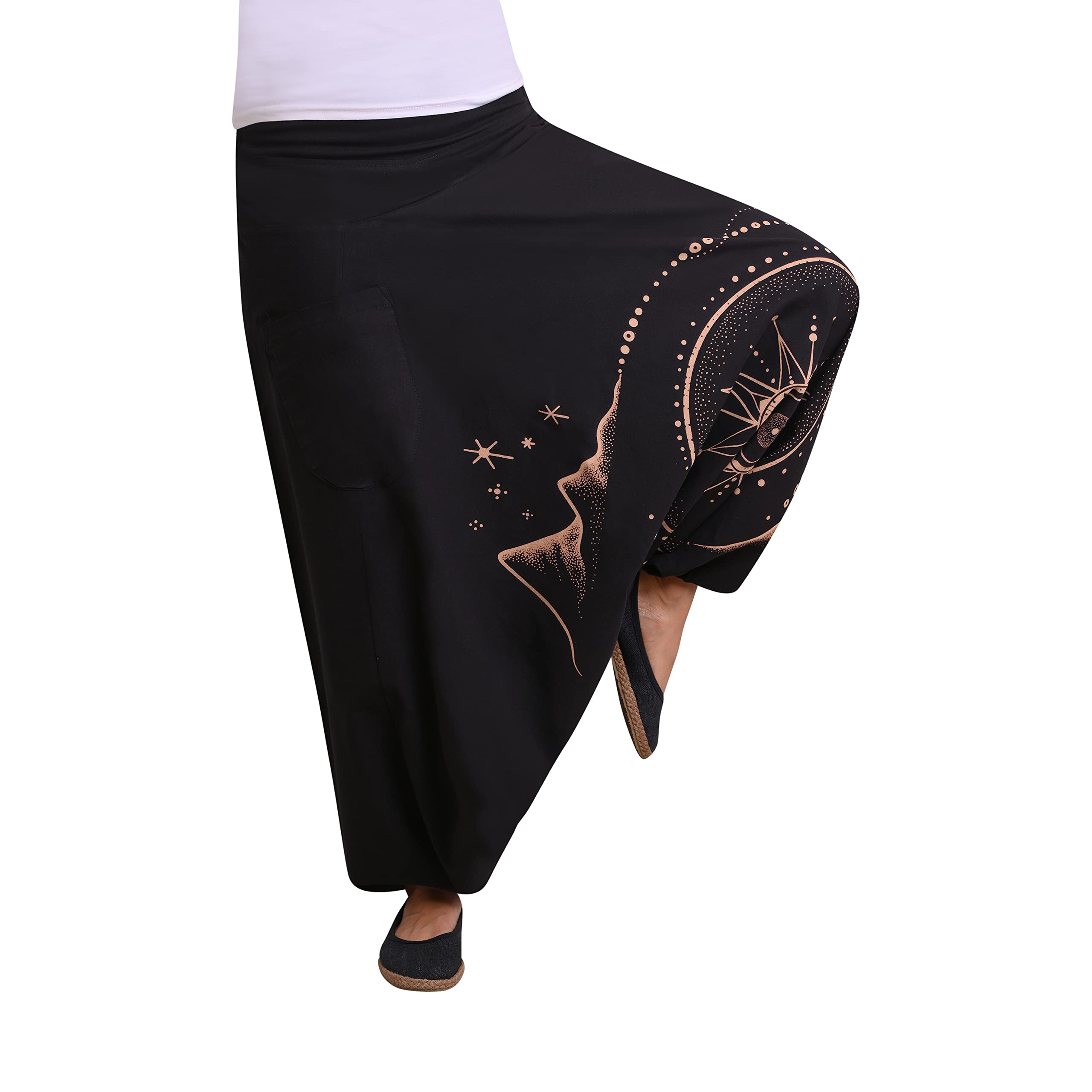 virblatt - Pantaloni Harem Donna & Pantaloni Harem Uomo | Cotone | Pantaloni Cavallo Basso Larghi Hippie Leggeri Etnici