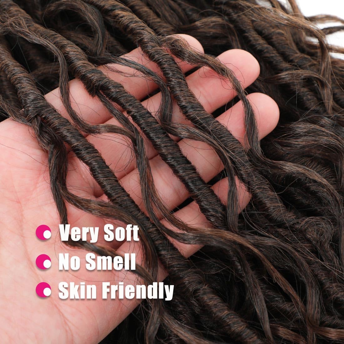 Goddess Locs Crochet Hair 7Packs Bohemian Goddess Faux Locs Crochet Hair Pre Looped Boho Soft Locs Synthetic Braids Hair Extensions for Women (1B/4/30#, 30 Inch)