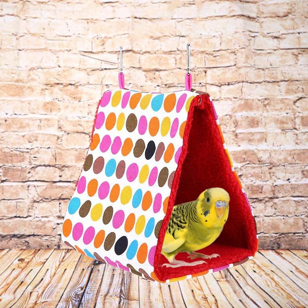 Nid Oiseau Cage Oiseau Perroquet Hamac Triangle Maison d'oiseau nid d'oiseau Tente abri Lieu de Repos Colibri matériel de Nidification Oiseau Suspendu Grotte Peluche Chaud Hangar Cage lit de Couchage
