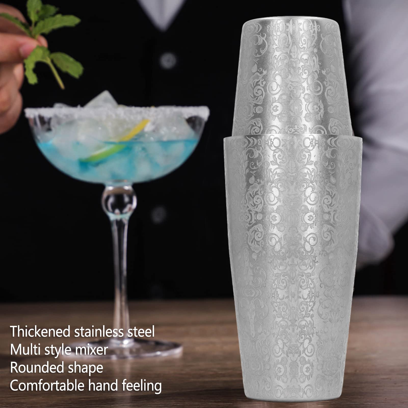 Coctelera, Juego de Coctelera Boston de Acero Inoxidable Mezclador de Bebidas Coctelera Herramientas de Coctelería Accesorios de Barra