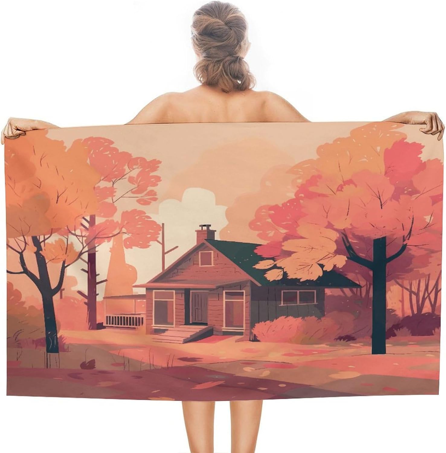 Swimming Towel, There is A House Printed Fashion Towel,Portable Towel,Durable Towel