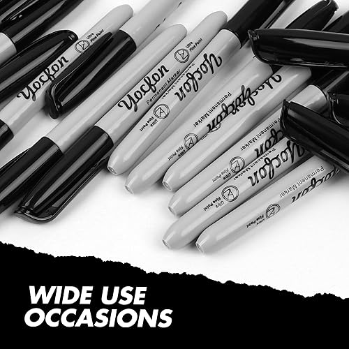 Miniatura 5 de Ultra Fine Point Black Permanent Markers, 24 Pack Ultra Fine Point Black Permanent Marker set, Works on paper, Plastic, Stone, Glass, Metal