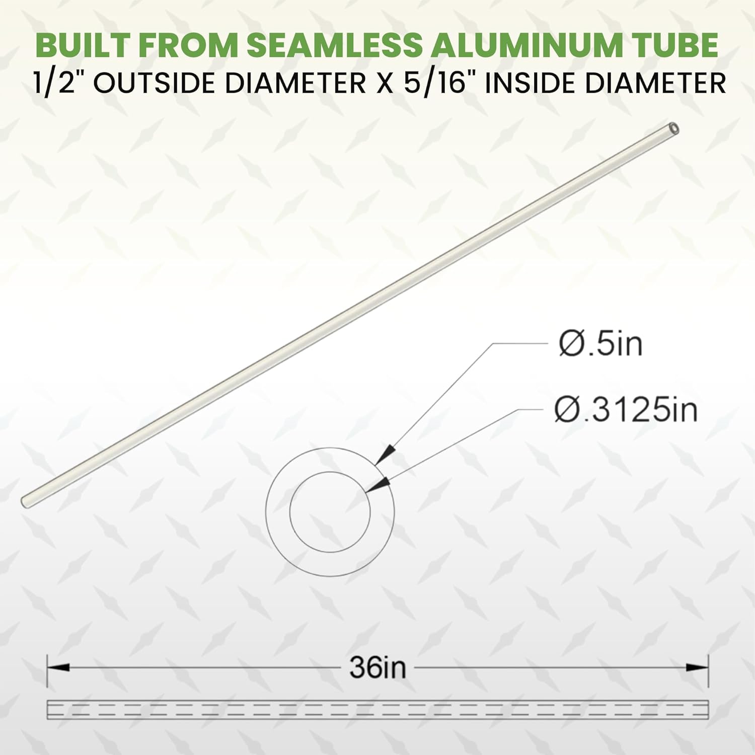 Aluminum Spacer 1/2" OD x 5/16" ID x 36" Long Round Spacer Unthreaded Standoff Bushing Plain Finish, Fits Screws Bolts 5/16" or M8 by Metal Spacers Online (2 Pack)