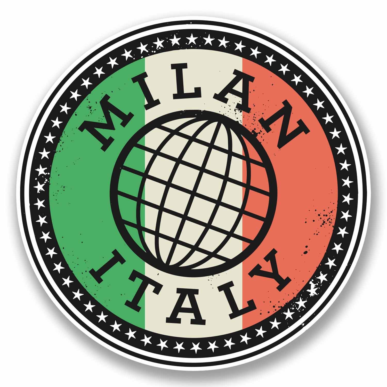 2 x 10cm Milan Italy Italia Vinyl Sticker Laptop Car Travel Luggage Label #9841 (10cm Wide x 10cm High)