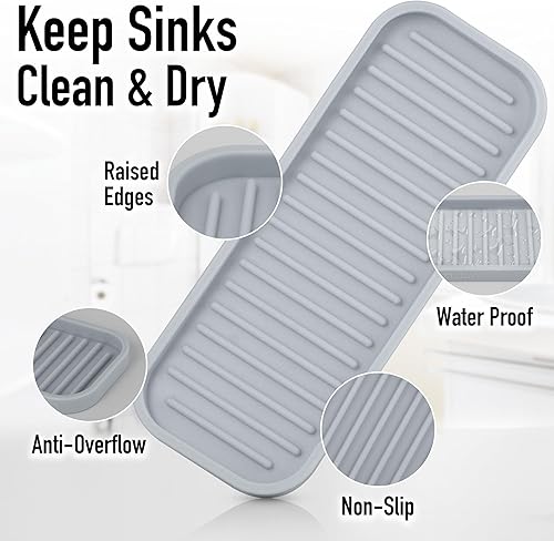 Miniatura 4 de Zulay Kitchen - Soporte de esponja de silicona (9 x 3.5 pulgadas) para fregadero de cocina, flexible, multiusos, bandeja organizadora de fregadero