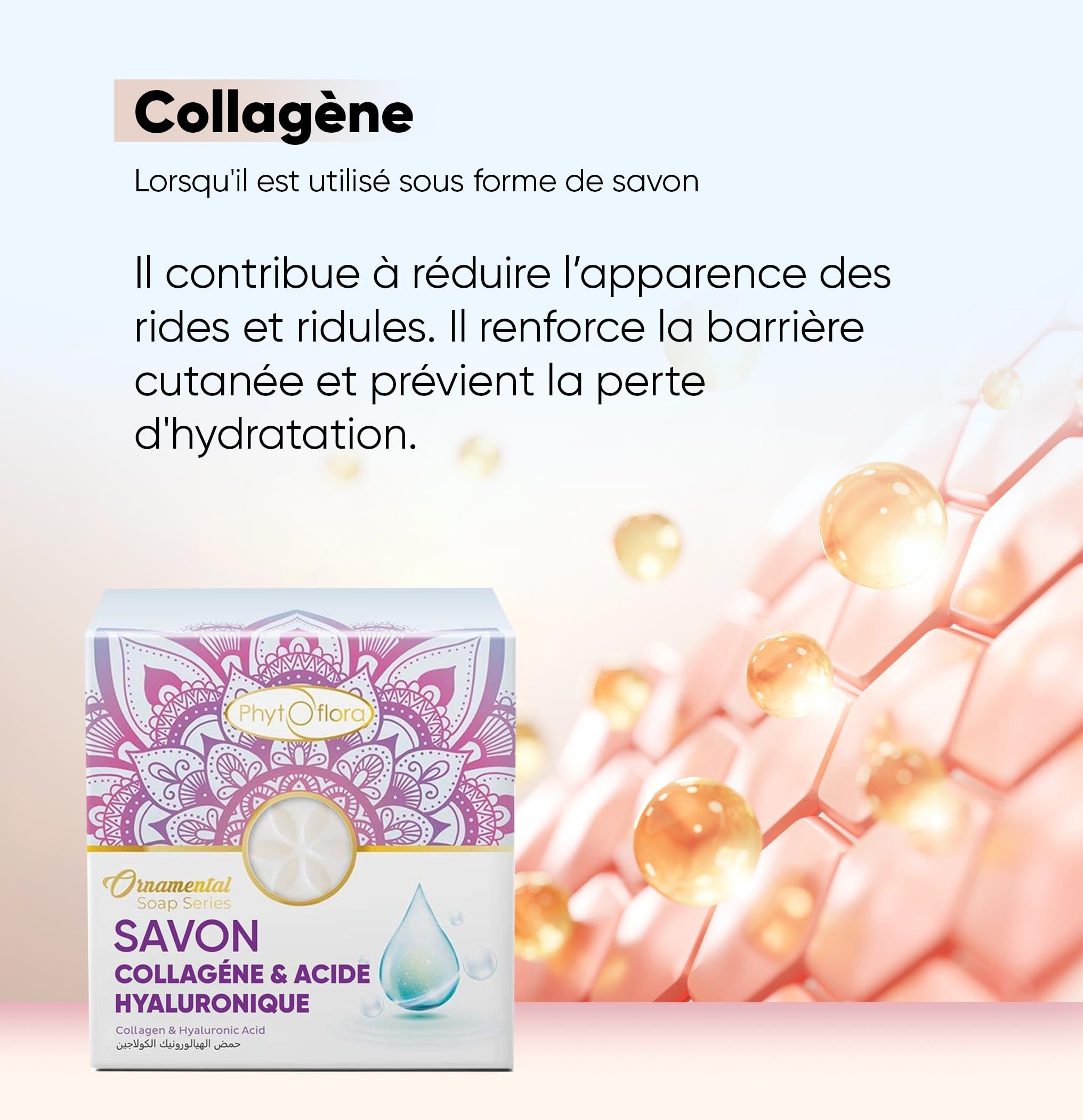 PHYTOFLORA Savon Collagene & Acide Hyaluronique 100 gr 1pc | Hydratant, Exfoliant Visage et Corps | Soin Naturel pour Peau Jeune et Éclatante - Savon Solide Collagene Shampoing sans Sulfate