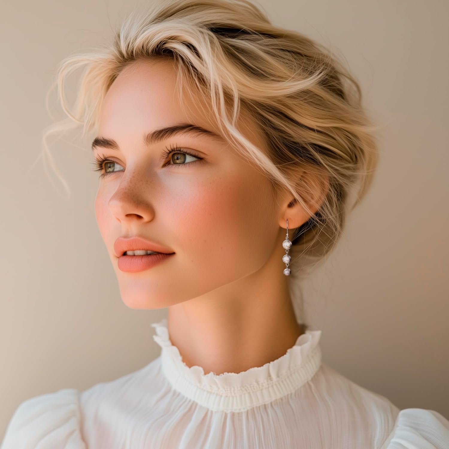 NOVICA Artisan Handmade Cultured Freshwater Pearl Dangle Earrings .925 Sterling Silver White Indonesia Bridal Birthstone 'Three Full Moons' - Image 2