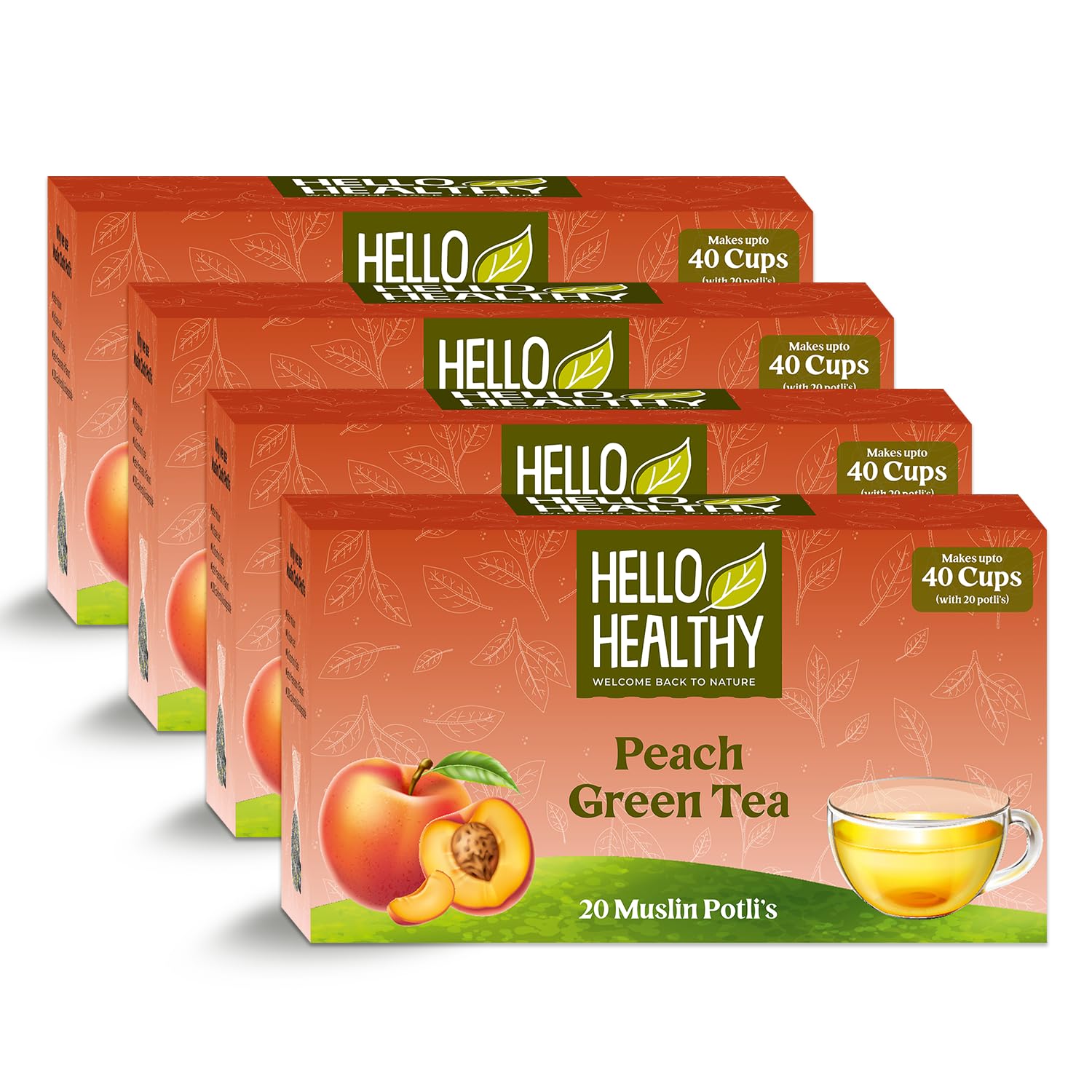 Hello Healthy | Peach Green Tea | Pack of 80 Tea Bags | (2 gm Each) With All Natural Flavors | Makes Up to 160 Cups | Helps In Constipation, Lowers Blood Sugar & Weight Lose (B0CKX73SG7) Amazon Price History, Amazon Price Tracker