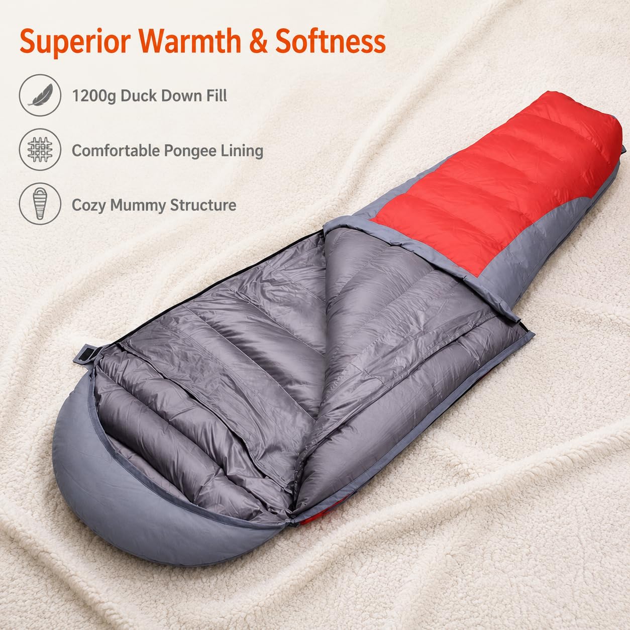 Outdoor Isolante Biancheria Sacco a Pelo Materassino Imbottito Chiusura Cerniera Nylon Poliestere d'Anatra Adatto per Escursioni -nic Viaggi