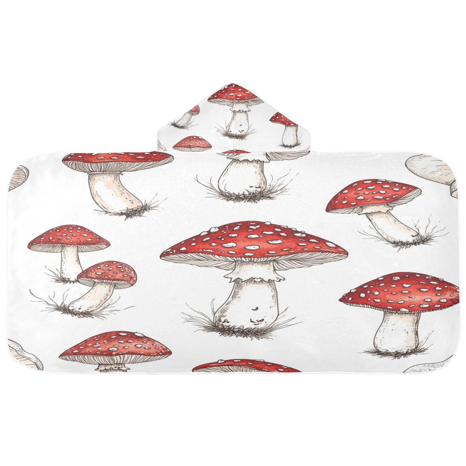 Kigai Mushroom Hooded Beach Towel for Kids Soft Absorbent Quick Dry Bath Towel with Hood Lightweight Toddler Shower Pool Bath Wrap for Boys Girls