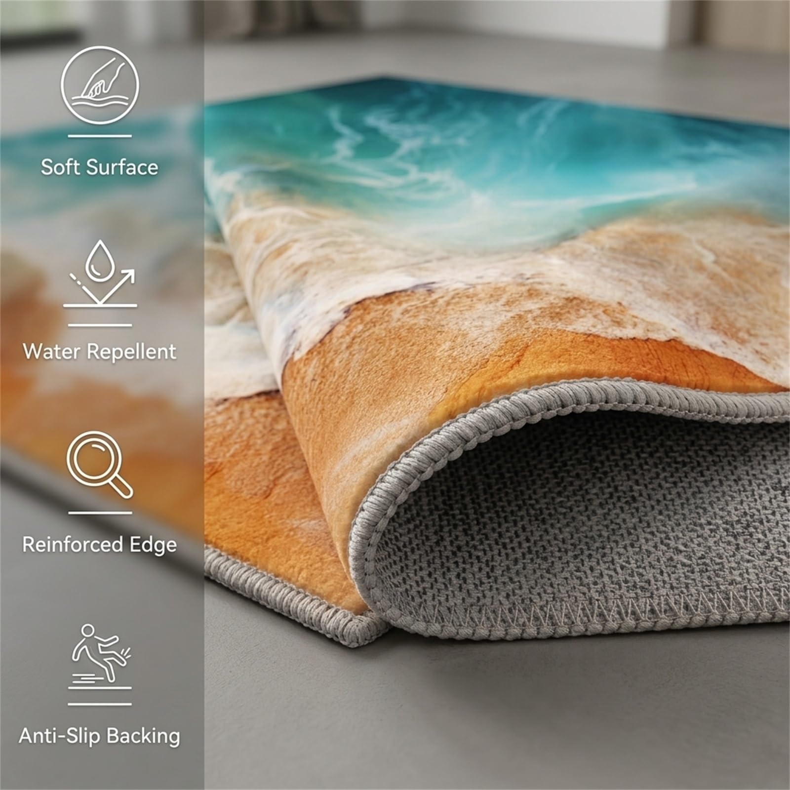 Amazon.com: Vibrant Ocean Wave Coastal 7x9 Area Rug with Blue