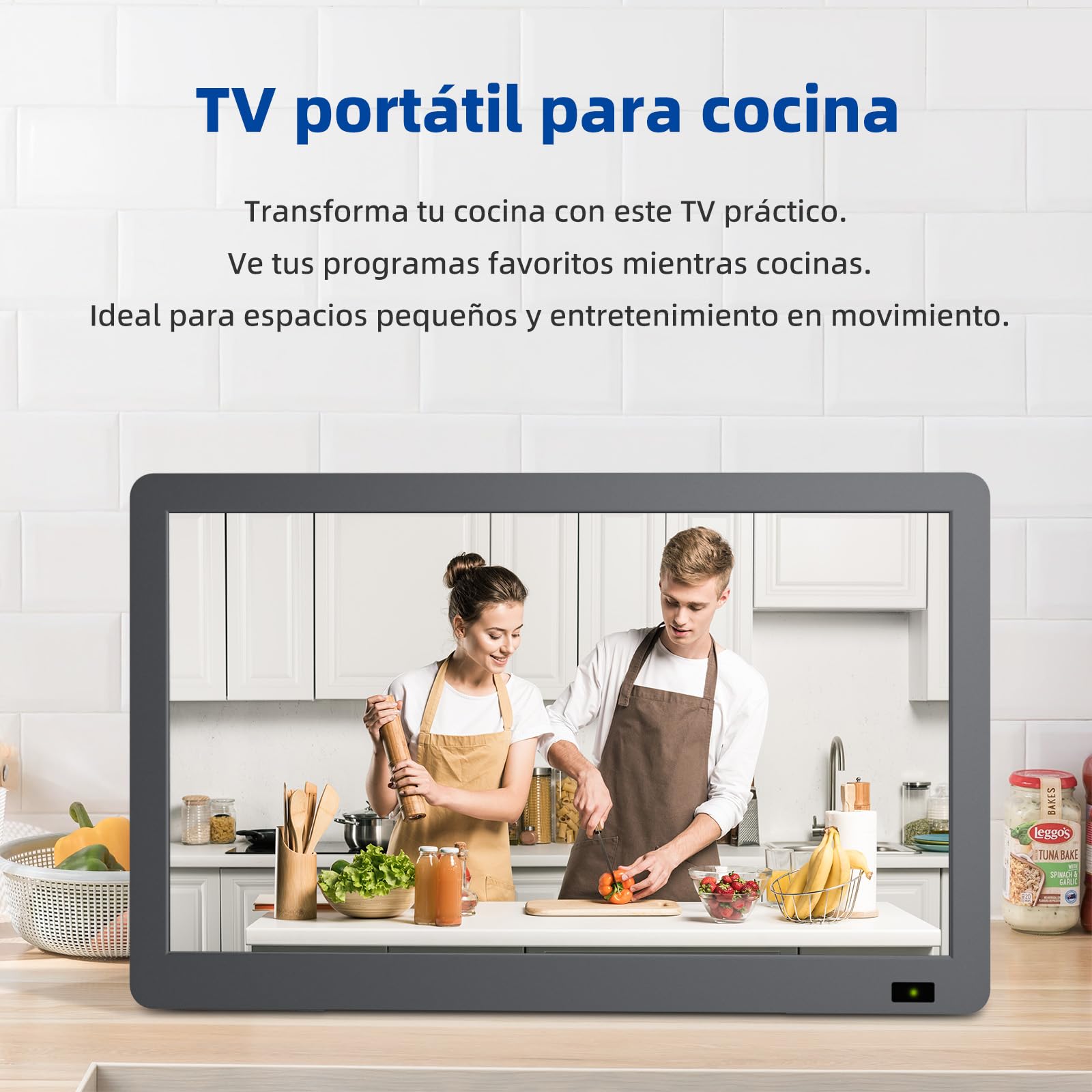 Desobry Televisor portátil de 14,3 Pulgadas con Antena, Pequeño televisor portátil con sintonizador DVB-T2, Mini televisor LCD Que se Carga con Pilas
