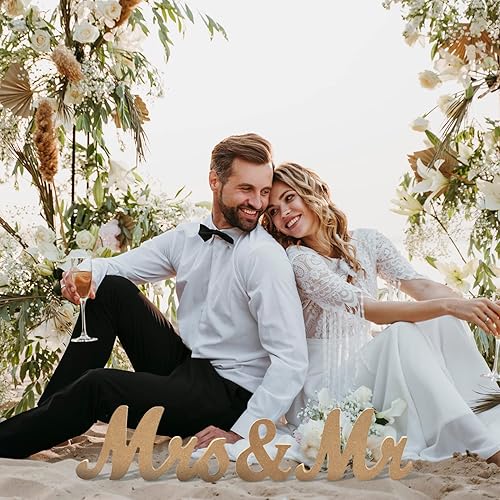 Miniatura 2 de Letrero grande de Mr and Mrs para decoración de mesa de boda, figuras de soporte de exhibición de letras de Mr & Mrs para mesa de amor, accesorios